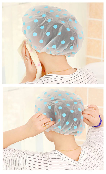 Shower Cap Women Bathroom Hotel Home Shower Bathing Hair Elastic Caps Hats Spa Hair Salon Bonnet Waterproof Hair Cover