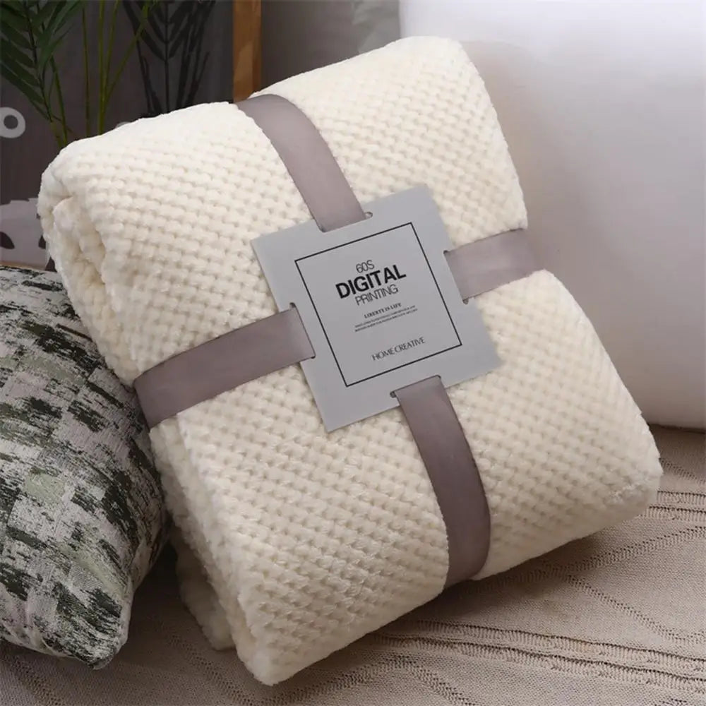 Pineapple Grid Throw Blanket Winter Flannel Sofa Blanket Thick Decorative Bed Blankets Soft Solid Striped Adult Throw 2022