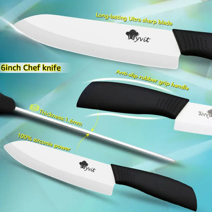 Ceramic Knives Kitchen knives 3 4 5 6 inch Chef knife Cook Set+peeler white zirconia blade Multi-color Handle High Quality