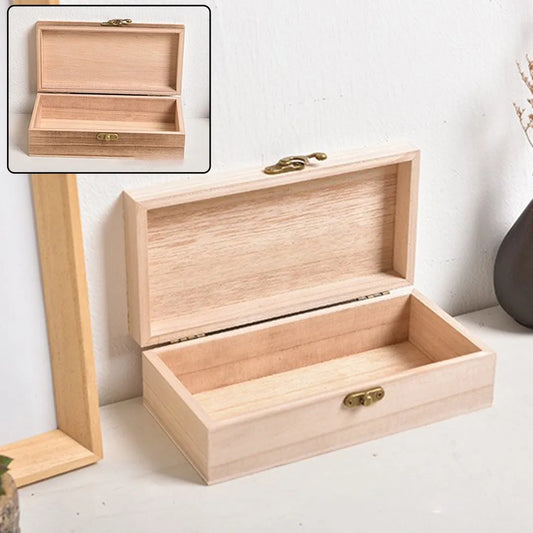 Retro Jewelry Box Desktop Natural Wood Clamshell Storage Decoration Wooden Home Storage Organization Storage Boxes