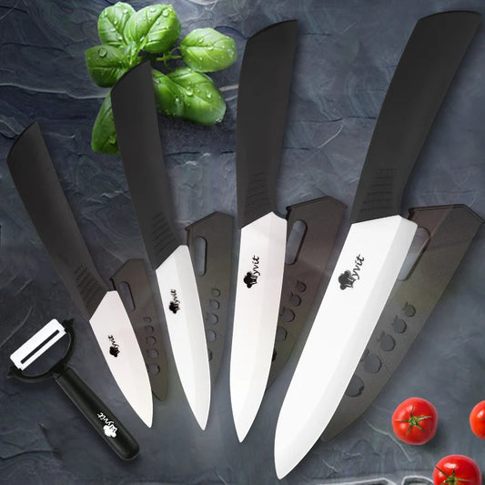 Ceramic Knives Kitchen knives 3 4 5 6 inch Chef knife Cook Set+peeler white zirconia blade Multi-color Handle High Quality