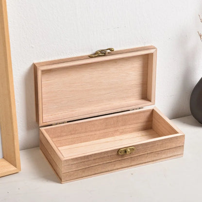 Retro Jewelry Box Desktop Natural Wood Clamshell Storage Decoration Wooden Home Storage Organization Storage Boxes