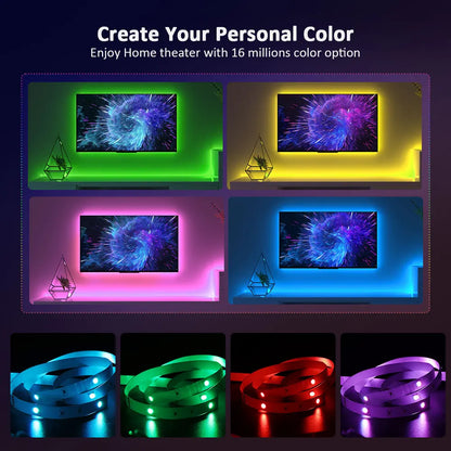 ColorRGB, Backlight for tv , USB Powered LED strip light ,RGB5050 For 24 Inch-60 Inch TV,Mirror,PC, APP Control Bias