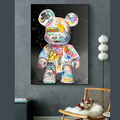 Cartoon Graffiti Bear Pop Art Posters and Prints Modern Home Decoration Picture Wall Art Canvas Painting Children's Room Cuadros