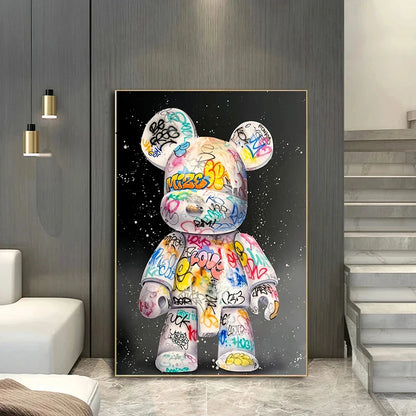 Cartoon Graffiti Bear Pop Art Posters and Prints Modern Home Decoration Picture Wall Art Canvas Painting Children's Room Cuadros