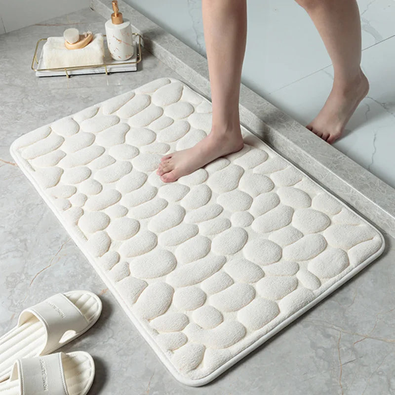 Memory Foam Mat Non Slip Carpets Cobblestone Embossed Bath In Wash Basin Bathtub Side Floor Rug Shower Room Doormat For Bathroom