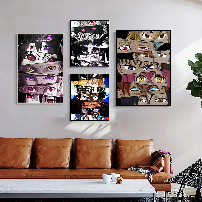 Cartoon Anime Eye Posters and Prints Abstract Canvas Painting Wall Art Pictures for Kids Room Home Decoration Cuadros