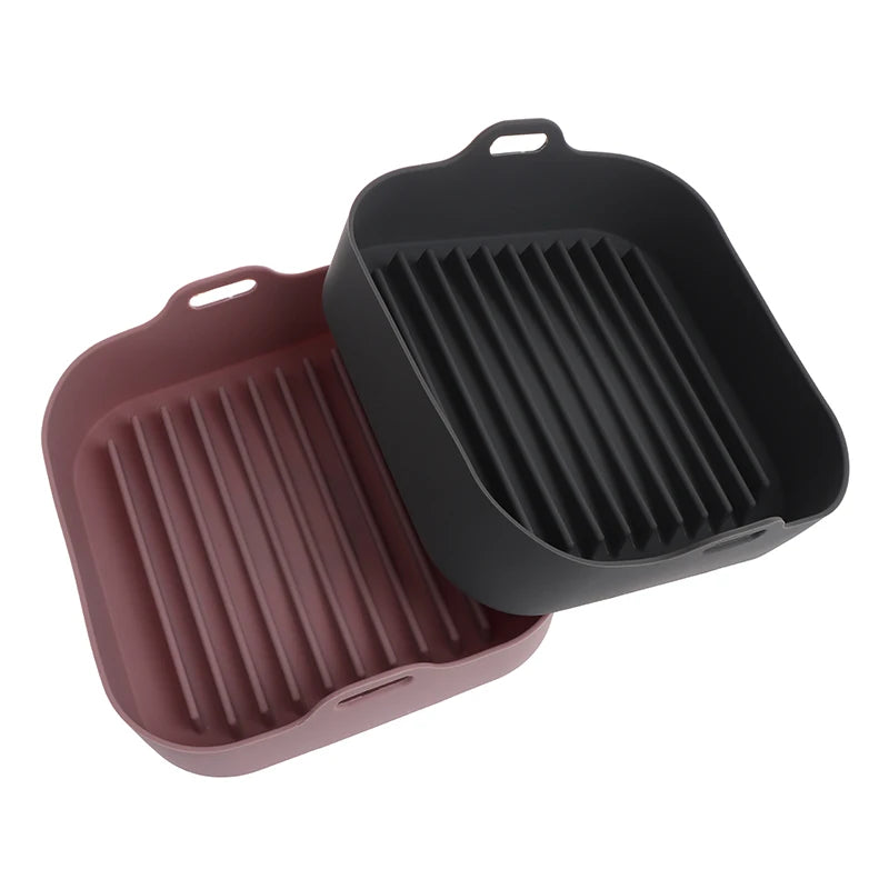 1PC Silicone Air Fryer Liner Basket Square Reusable Air Fryer Pot Tray Heat Resistant Food Baking For Airfryer Oven Accessories