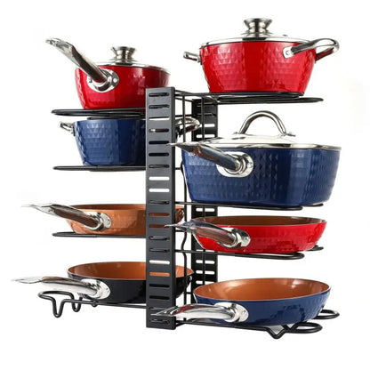 Pots and Pans Organizer Rack Multi-layer Iron Wire Bilateral Pot Cover Storage Rack Pots Lids Storage Holder Kitchen Storage