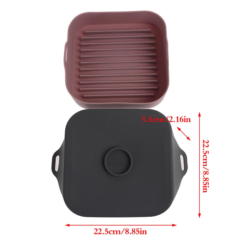 1PC Silicone Air Fryer Liner Basket Square Reusable Air Fryer Pot Tray Heat Resistant Food Baking For Airfryer Oven Accessories