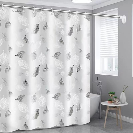 Shower Curtain Set With Hooks Leaves Pattern Waterproof Fabric Bathtub Curtain Shower Curtains For Bathroom Decor