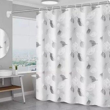 Shower Curtain Set With Hooks Leaves Pattern Waterproof Fabric Bathtub Curtain Shower Curtains For Bathroom Decor