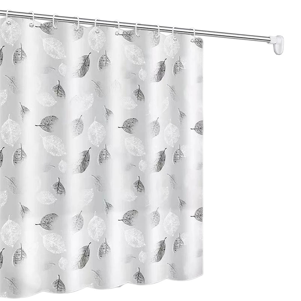 Shower Curtain Set With Hooks Leaves Pattern Waterproof Fabric Bathtub Curtain Shower Curtains For Bathroom Decor