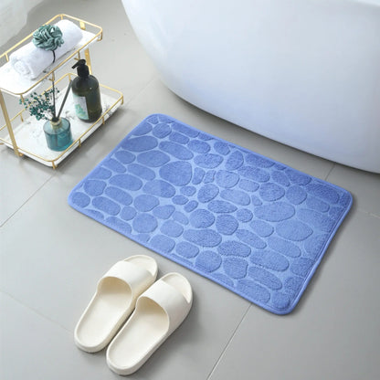 Memory Foam Mat Non Slip Carpets Cobblestone Embossed Bath In Wash Basin Bathtub Side Floor Rug Shower Room Doormat For Bathroom