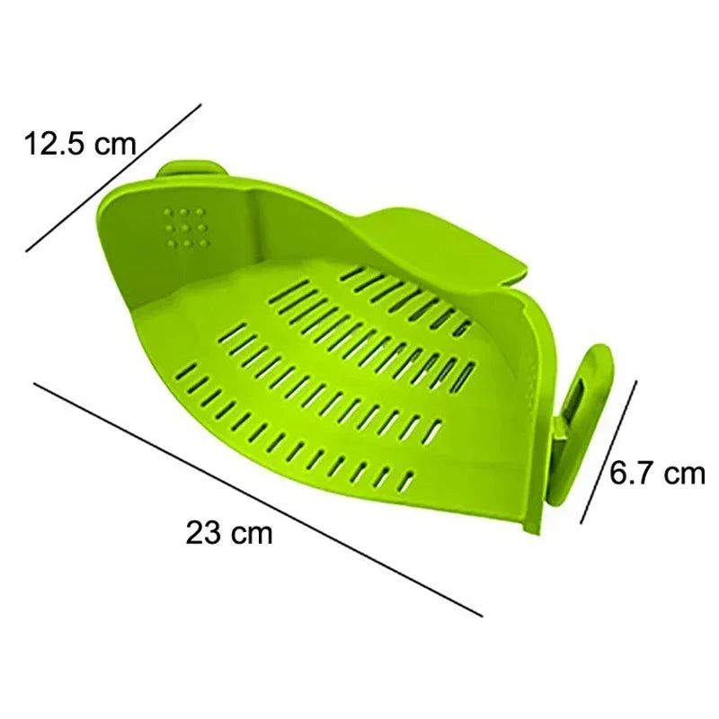 Silicone Strainer Clip Kitchen Pan Drain Rack Bowl Funnel Rice Pasta Vegetable Washing Colander Draining Excess Liquid Univers