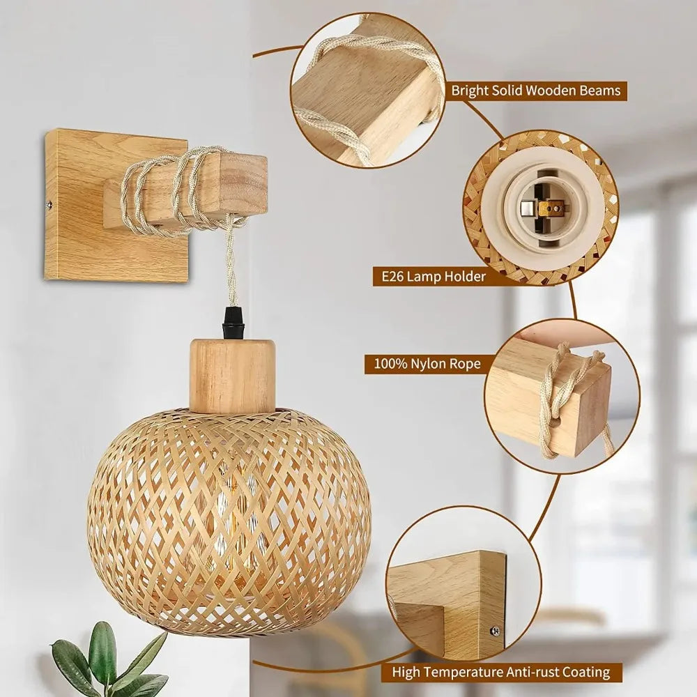 Modern Decoration for House Hand-woven Bamboo Pendant Lamp for Living Room Home Decor Restaurant Decorative Hanging Light