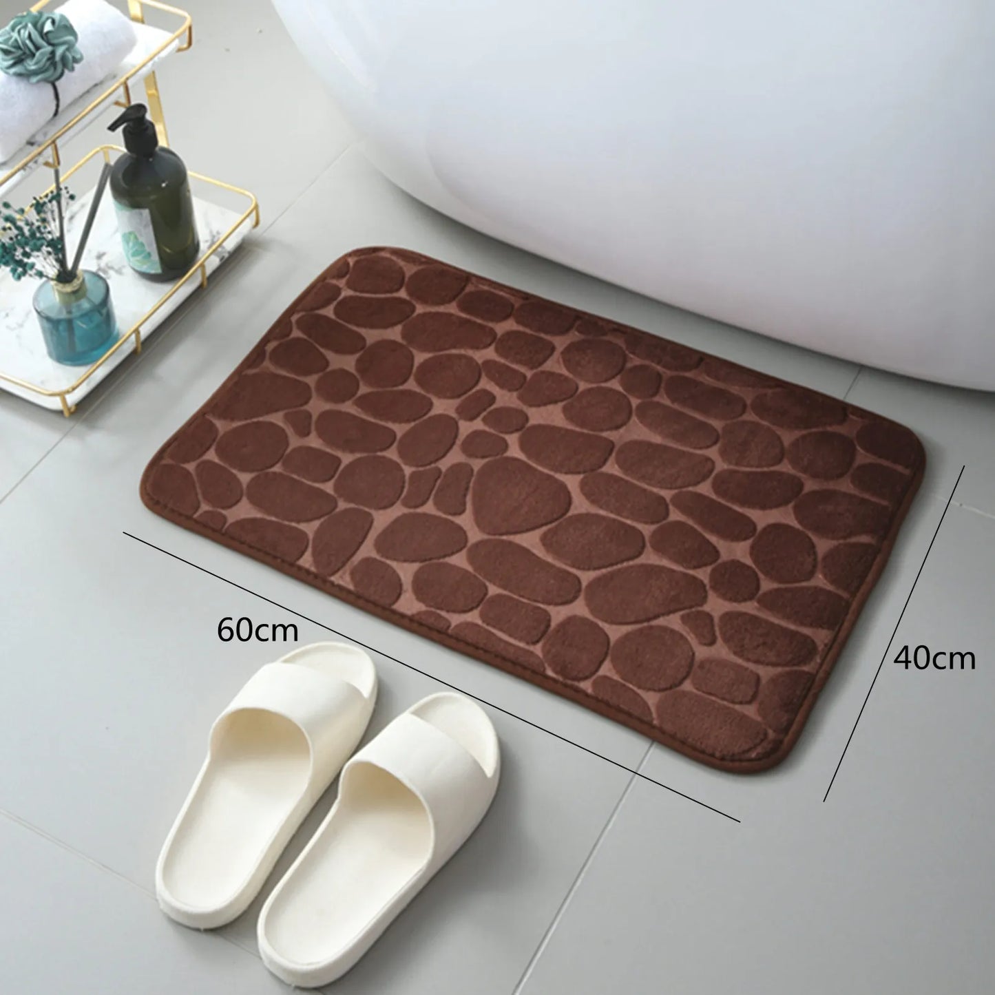 Memory Foam Mat Non Slip Carpets Cobblestone Embossed Bath In Wash Basin Bathtub Side Floor Rug Shower Room Doormat For Bathroom