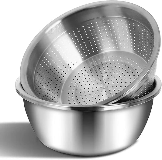 Stainless Steel Mixing Bowls, Salad Bowl, Metal Bowls With water filter basin, Stainless Steel Basin,  Dishwasher Safe Bowl