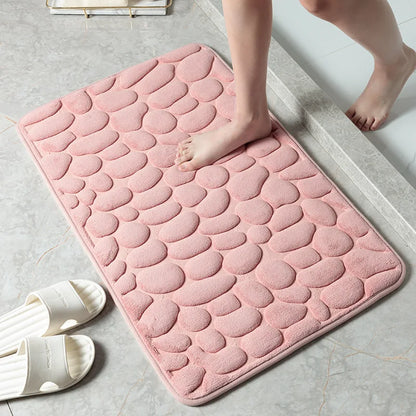 Non-slip Carpets Bathroom Mat Cobblestone Embossed Bathtub Side Floor Rug Shower Room Doormat Memory Foam Foot Mat