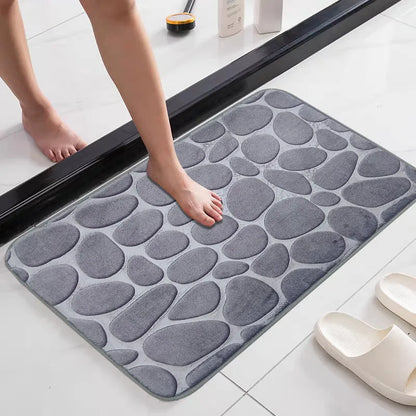 Memory Foam Mat Non Slip Carpets Cobblestone Embossed Bath In Wash Basin Bathtub Side Floor Rug Shower Room Doormat For Bathroom