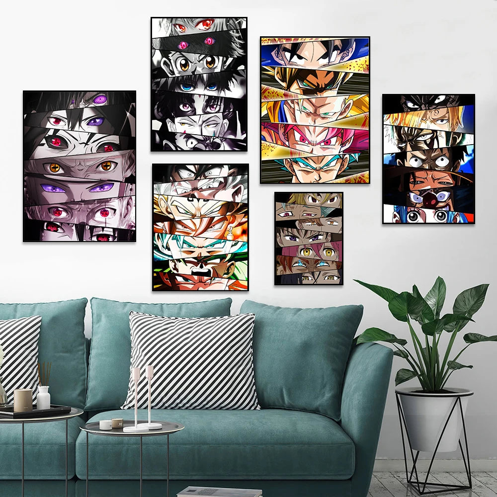 Cartoon Anime Eye Posters and Prints Abstract Canvas Painting Wall Art Pictures for Kids Room Home Decoration Cuadros