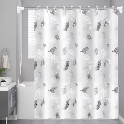 Shower Curtain Set With Hooks Leaves Pattern Waterproof Fabric Bathtub Curtain Shower Curtains For Bathroom Decor