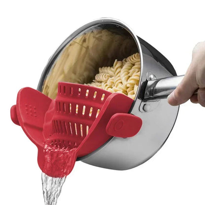 Silicone Strainer Clip Kitchen Pan Drain Rack Bowl Funnel Rice Pasta Vegetable Washing Colander Draining Excess Liquid Univers