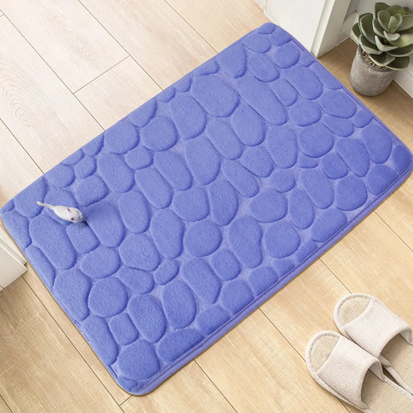 Non-slip Carpets Bathroom Mat Cobblestone Embossed Bathtub Side Floor Rug Shower Room Doormat Memory Foam Foot Mat