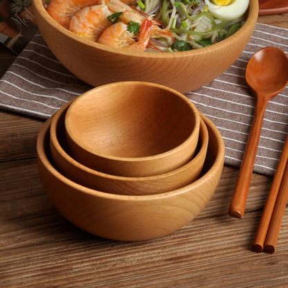 Food Serving Bowl Dessert Bowls Bamboo Rice Bowl Wooden Bowl Wooden Mixing Bowls Bamboo Handmade Wooden Salad Bowl Rice